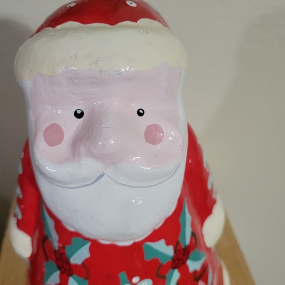 Santa Claus Folk Art Deco Swedish design with Holly and Poinsettia Paper Mache - Picture 6 of 9